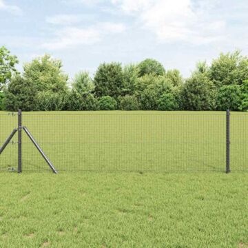 Vidaxl Welded Wire Fence With 13 Posts Grey 0.5x100 M Steel