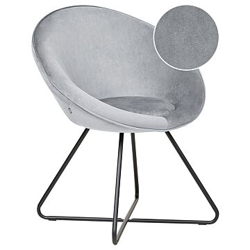 Accent Chair Grey Upholstery Velvet Round Seat Retro Minimalist Beliani