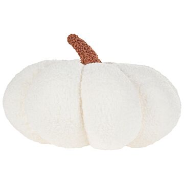 Pumpkin Cushion White Boucle ⌀ 28 Cm Throw Pillow Halloween Decor Stuffed Toy Fr. Beliani