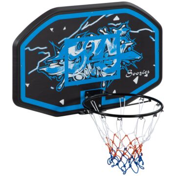 Sportnow Wall Mounted Basketball Hoop, Mini Basketball Hoop And Backboard For Kids And Adults, Outdoors And Indoors Door & Wall Use, Blue And White