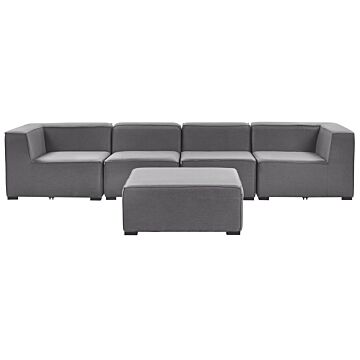 Garden Sofa Set Grey Fabric Upholstery 4 Seater With Ottoman Modular Pieces Outdoor Set Beliani