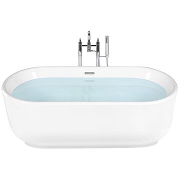 Freestanding Bath Glossy White Sanitary Acrylic Single Oval Modern Minimalist Design Beliani