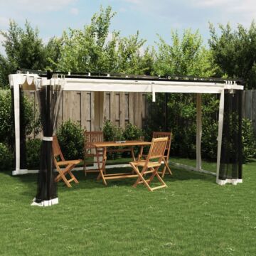 Vidaxl Gazebo With Mesh Walls Cream 4x3 M Steel
