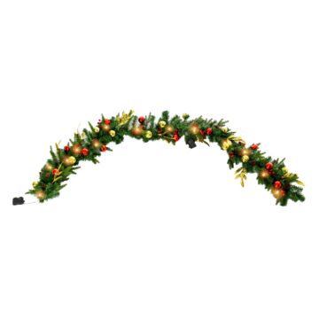 Homcom 9ft Non-lit Garland For Christmas Decorations Green Holiday Decor Artificial Greenery With Pine Cones, Colorful Balls, Leaves