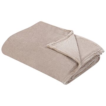 Blanket Beige Polyester 150 X 200 Cm Soft Pile Bed Throw Cover Home Accessory Modern Design Beliani