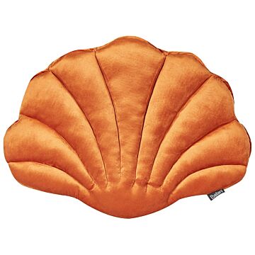 Seashell Scatter Cushion Orange Velvet Scallop Shape Throw Pillow Decoration Marine Theme Textiles Beliani