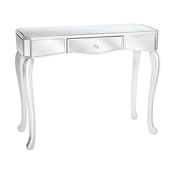 Console Table Silver Mirrored Glass With Drawer 96 X 40 Cm Modern Glam French Design Beliani