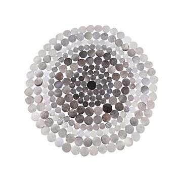 Round Rug Grey Leather Ø 140 Cm Handcrafted Contemporary Beliani