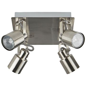 4 Light Ceiling Lamps Silver Metal Swing Arm Cone Shade Spotlight Design Square Rail Beliani