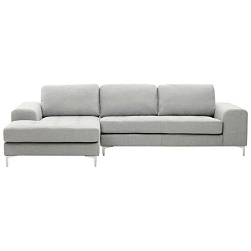 Corner Sofa Light Grey Fabric L-shaped Minimalistic Living Room Beliani
