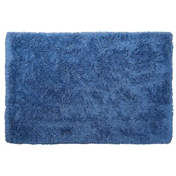 Shaggy Area Rug High-pile Carpet Solid Blue Polyester Rectangular 160 X 230 Cm Beliani