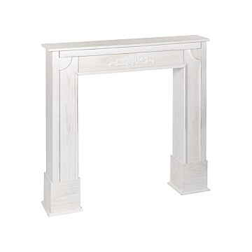 Fireplace Mantel White Paulownia 105 X 18 X 100 Cm Fireplace Surround Ornated Carved Classic Traditional Living Room Beliani