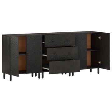Vidaxl Side Cabinets 3 Pcs Black 60x33x75 Cm Solid Wood Mango