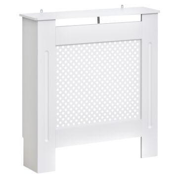 Homcom Wooden Radiator Cover Heating Cabinet Modern Home Furniture Grill Style Diamond Design White Painted (small)