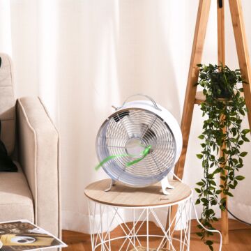 Homcom 26cm 2-speed Electric Table Desk Fan W/ Safety Guard Anti-slip Feet Portable Personal Cooling Fan Home Office Bedroom White
