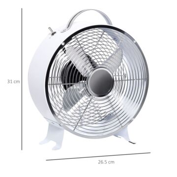 Homcom 26cm 2-speed Electric Table Desk Fan W/ Safety Guard Anti-slip Feet Portable Personal Cooling Fan Home Office Bedroom White