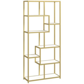 Homcom Seven-tier Geometric Bookcase - White/gold Tone