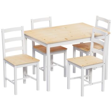 Vida Designs Yorkshire 4 Seater Dining Set, White & Pine