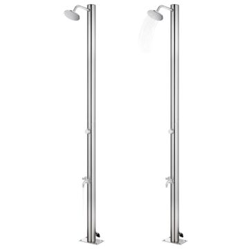 Vidaxl Garden Shower With Grey Base 220 Cm Stainless Steel