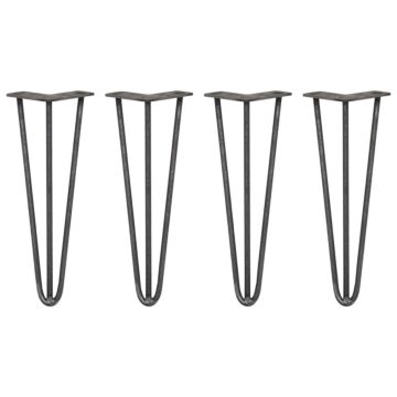 4 X 14" Hairpin Legs - 3 Prong - 10mm - Raw Steel