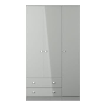 Yarmouth Tall Triple 2 Drawer Wardrobe In Uniform Grey & Dusk Grey