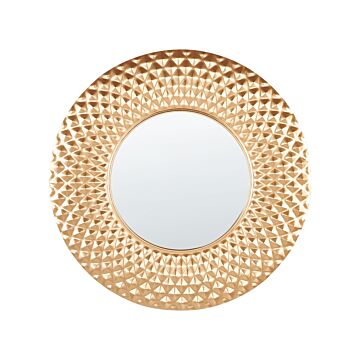 Accent Mirror Gold Metal 60 Cm Wall Mounted Hanging Decorative Accessory Modern Glam Living Room Hallway Beliani