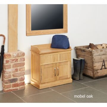 Mobel Oak Shoe Bench With Hidden Storage