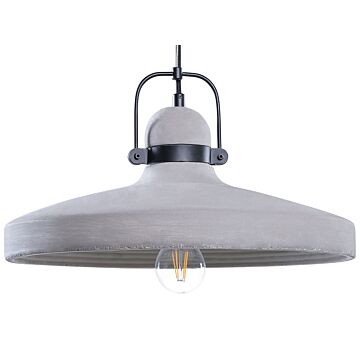 Hanging Light Pendant Lamp Grey Round Open Concrete Shade Industrial Design Beliani