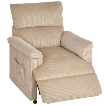 Homcom Corduroy Electric Massage Recliner - Brown