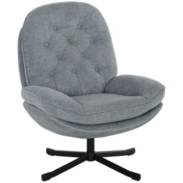 Homcom Armchair With 360 Degree Swivel And Wide Padded Seat