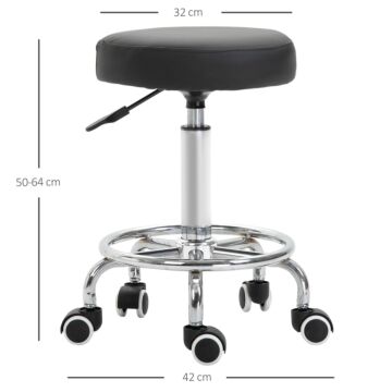 Homcom Pu Leather Height Adjustable Swivel Salon Stool Black