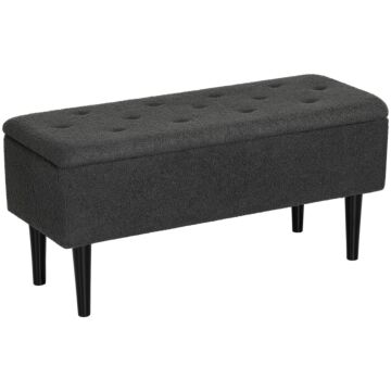 Homcom 47l Teddy Fleece Storage Ottoman - Dark Grey