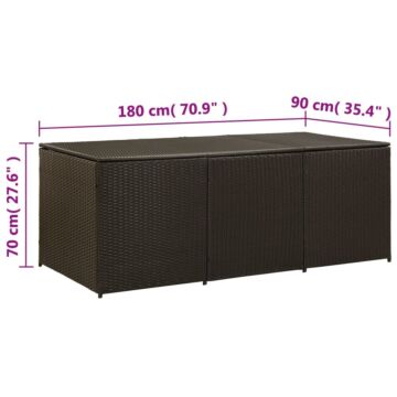 Vidaxl Garden Storage Box Poly Rattan 180x90x70 Cm Brown