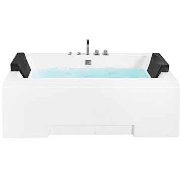 Whirlpool Bath White Sanitary 150 X 75 Cm Rectangular Double 157 X 85 Cm Massage Function Headrests Modern Design Beliani