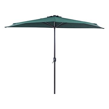 Half-round Garden Parasol Green Polyester Shade Steel 2.7m Modern Patio Balcony Umbrella Beliani