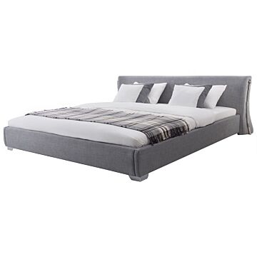 Eu Super King Size Water Bed 6ft Grey Fabric With Accessories Contemporary Beliani