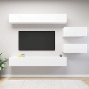 Vidaxl 6 Piece Tv Cabinet Set White Engineered Wood