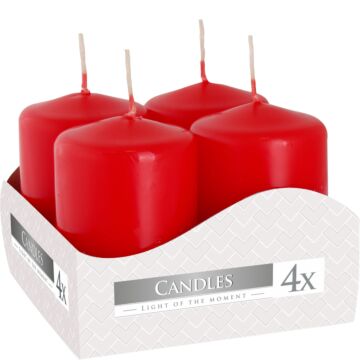 Set Of 4 Pillar Candles 4x6cm - Red