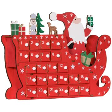 Homcom 24-drawer Reusable Santa Sleigh Christmas Advent Calendar