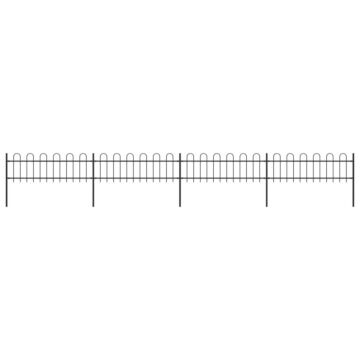Vidaxl Garden Fence With Hoop Top Steel 6.8x0.6 M Black