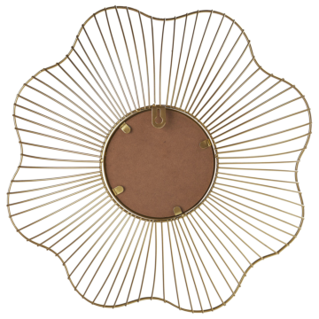 Wall Accent Mirror Golden Metal 40 Cm Flower Shaped Glamour Living Room Bedroom Wall Hung Beliani