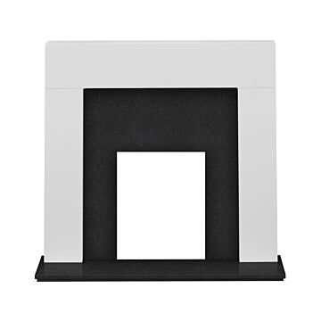 Adam Miami Fireplace In Pure White And Black Granite, 48 Inch