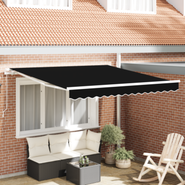 Vidaxl Manual Retractable Awning Black 350x250 Cm