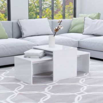 Vidaxl Coffee Table Set High Gloss White 100x48x40 Cm Engineered Wood