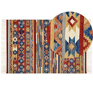 Wool Area Rug Multicolour 200 X 300 Cm Hand Woven Western Motif Rustic Oriental Design Beliani