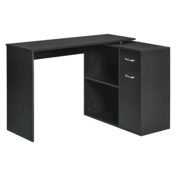 Homcom L-shaped Corner Computer Desk Table Study Table Pc Workstation With Storage Shelf Drawer Home Office Black