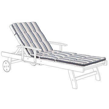Garden Sun Lounger Cushion Blue And Beige Polyester Seat Backrest Pad Modern Design Outdoor Pad Beliani