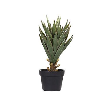 Artificial Potted Aloe Vera Green And Black Synthetic 52 Cm Material Decorative Indoor Accessory Beliani