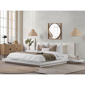 Japan Water Bed White Eu Super King Size 6ft Wooden Frame Low Profile With Mattress Bedroom Beliani
