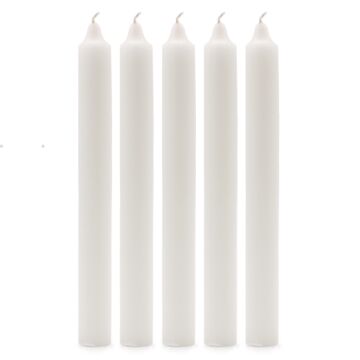 Solid Colour Dinner Candles - Rustic White - Pack Of 5
